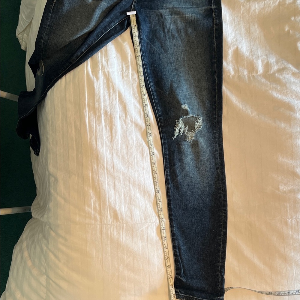 MOTHER Women's Distressed Dark Blue Skinny Jeans - Picture 9 of 13